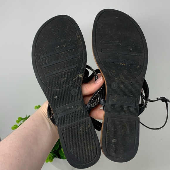 American Eagle Black leather studded Thong Strap Sandals - Picture 4 of 7